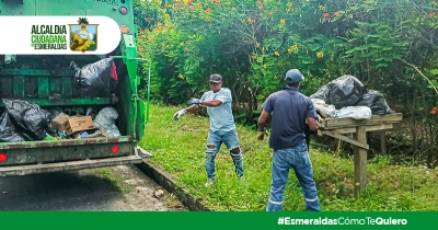Recolección de desechos sólidos en el recinto El Edén