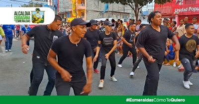 Club de baile de la Casa de la Juventud participaron del pregón por las fiestas del cantón Esmeraldas